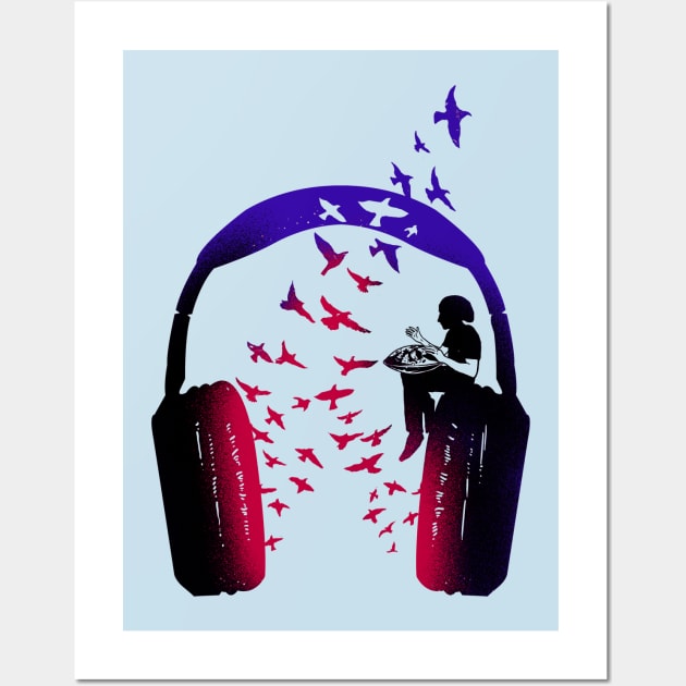 Headphone Music Hang Drum Wall Art by barmalisiRTB